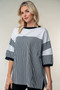 White Birch Full Size Striped Contrast Round Neck Top