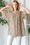 Heimish Full Size Animal Print Flutter Sleeve Blouse