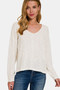 Zenana V-Neck Dropped Shoulder Long Sleeve T-Shirt