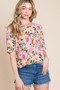 BOMBOM Floral Round Neck T-Shirt