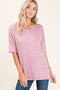 BOMBOM Striped Round Neck Half Sleeve T-Shirt