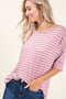BOMBOM Striped Round Neck Half Sleeve T-Shirt