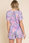 BOMBOM Print Short Sleeve Romper with Pockets