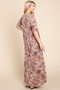 BOMBOM Printed Shirred Maxi Dress