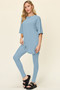 Double Take Full Size Round Neck Dropped Shoulder T-Shirt and Leggings Set