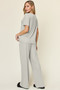 Double Take Full Size Round Neck Short Sleeve T-Shirt and Wide Leg Pants Set