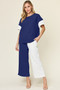 Double Take Full Size Texture Contrast T-Shirt and Wide Leg Pants Set