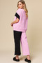 Double Take Full Size Texture Contrast T-Shirt and Wide Leg Pants Set