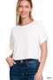 Zenana Ribbed Round-Neck Crop T-Shirt