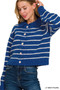 Zenana Striped Collared Button Down Sweater Cardigan