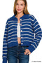 Zenana Striped Collared Button Down Sweater Cardigan