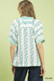 Umgee Mix Print Boho Blouse with Contrast Trim