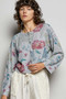 POL Floral Print Button-Down Knit Cardigan
