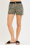 RISEN High Rise Leopard Shorts with Contrast Waistband