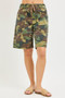 RISEN Camo Print Slouchy Jorts with Eyelet Drawstring