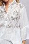 POL Floral Sequin Embroidered Mini Tiered Shirt Dress