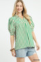 Umgee Striped Puff Sleeve Blouse