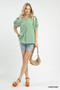 Umgee Striped Puff Sleeve Blouse
