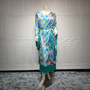 Muslim Fringe Print Bat Sleeves Long Gown