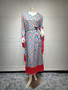 Muslim Women Tassel Print Large Sleeve Long Gown