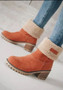 Autumn and winter Women mid-tube chunky heel suede snow boots