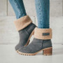 Autumn and winter Women mid-tube chunky heel suede snow boots