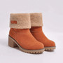 Autumn and winter Women mid-tube chunky heel suede snow boots