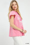 Umgee Abstract Applique Split Neck Top