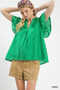 Umgee Flutter Sleeve Relaxed Top with Trim Detail