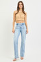 RISEN Tummy Control High Rise Straight Pin Tuck Jeans