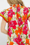 Umgee Floral Print Blouse with Contrast Trim