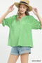 Umgee Textured Split Neck Puff Sleeve Top
