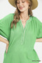 Umgee Textured Split Neck Puff Sleeve Top