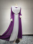 Muslim chiffon Contrast Long sleeve mesh Long Gown