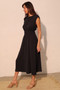 Matte Crepe Ruched Elastic Midi Dress​
