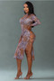 Leopard Cut Out Sexy Midi Dress