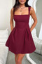 Solid Sleeveless Fit Wide Strap A Line Dress