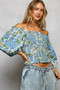 POL Floral Print Smocked Off-Shoulder Blouse
