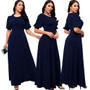 Sexy Fashion Solid Round Neck Short Sleeve Women'S Maxi Dress