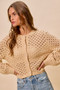 SO ME Open Knitted Button Down Cardigan Sweater Top