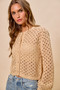 SO ME Open Knitted Button Down Cardigan Sweater Top