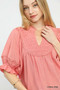 Umgee Smocked Yoke Blouse with Ruffle Sleeves