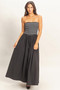Striped Strapless Flowy Midi Dress​