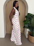 Cherry Print Halter Wide-Leg Jumpsuit