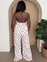 Cherry Print Halter Wide-Leg Jumpsuit