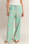 Vertical Striped Elastic Pants With Side Pockets​​