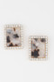 Rhinestone Framed Marble Earrings