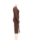 Fall Solid Sexy Slim Fit Double Slit High Neck Long Sleeve Ribbed Dress