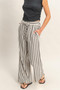 Vertical Striped Elastic Pants With Side Pockets​​​