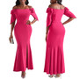 Sexy Fashion Solid Color Off Shoulder Slit Women'S Evening Dress